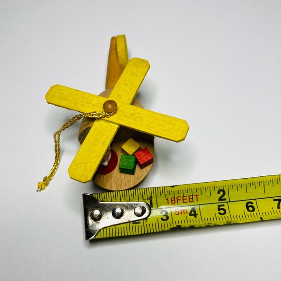 Vtg 1983 Goula Spain Santa Flying Wooden 2.5” Helicopter Christmas Tree Ornament - Picture 10 of 11